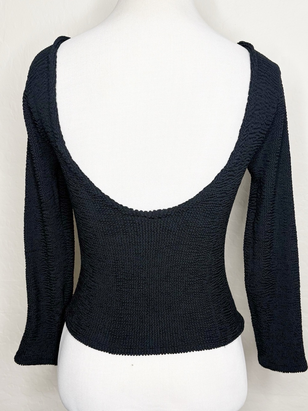 Vintage Hunza Maxxam Crinkle Backless Top Black One Size 80s 90s Made England - Picture 2 of 11